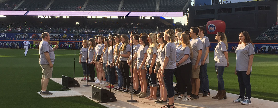 The Bismarck High School Choir performing the National Anthem during the New York Mets Game versus the Milwaukee Brewers.