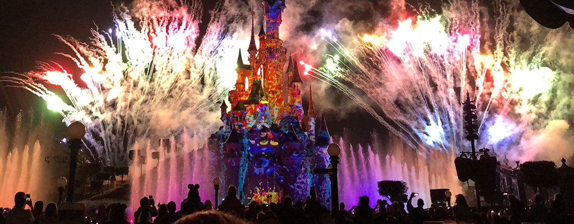The Pendleton Heights Choir enjoying the fireworks at Disneyland Paris.