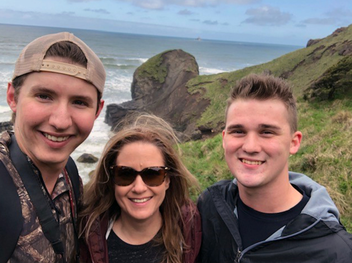 Michelle with her sons Colton & Brandon at Ecola State Park on the Oregon Coast.