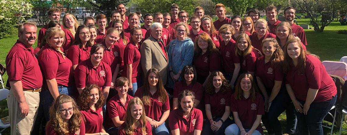 A Group picture of the College of the Ozarks to Choir at the Memorial Day Ceremony performance.