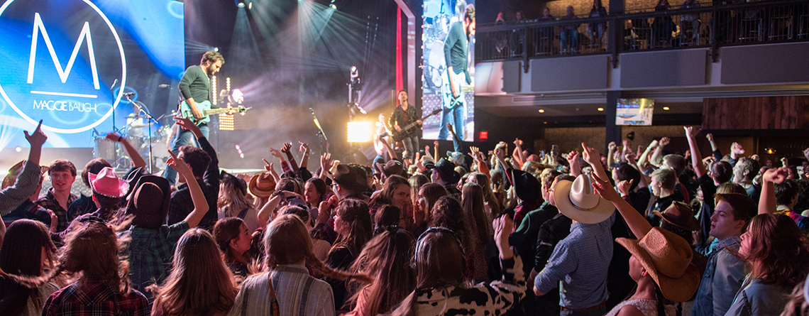 Live acts entertain the students at The Wildhorse Saloon. Heart of America (HOA) organized the event for schools competing in the national contest.