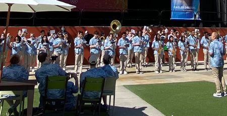 The Cathedral HS (IN) Band performs at Universal Studios