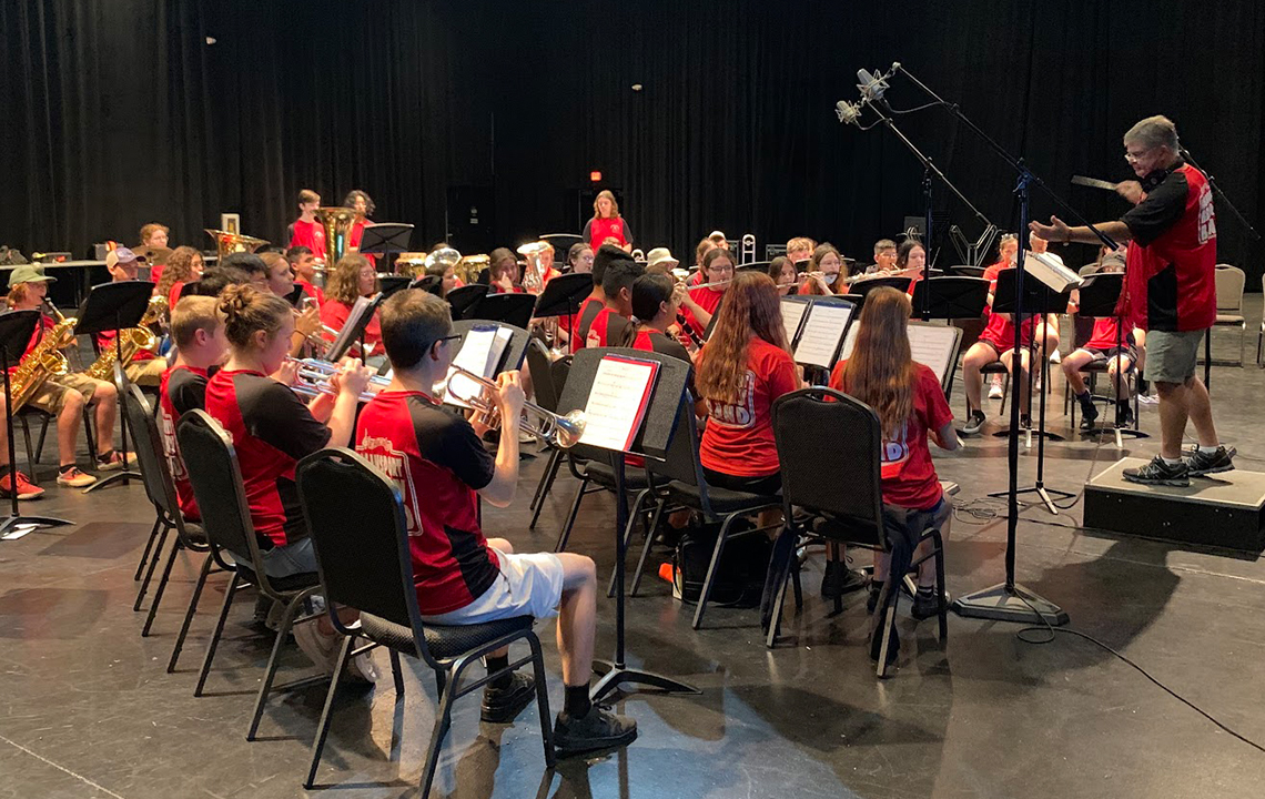 Band members participate in a STARS Workshop in Universal Studios. Several educational workshops are available as trip add-ons.