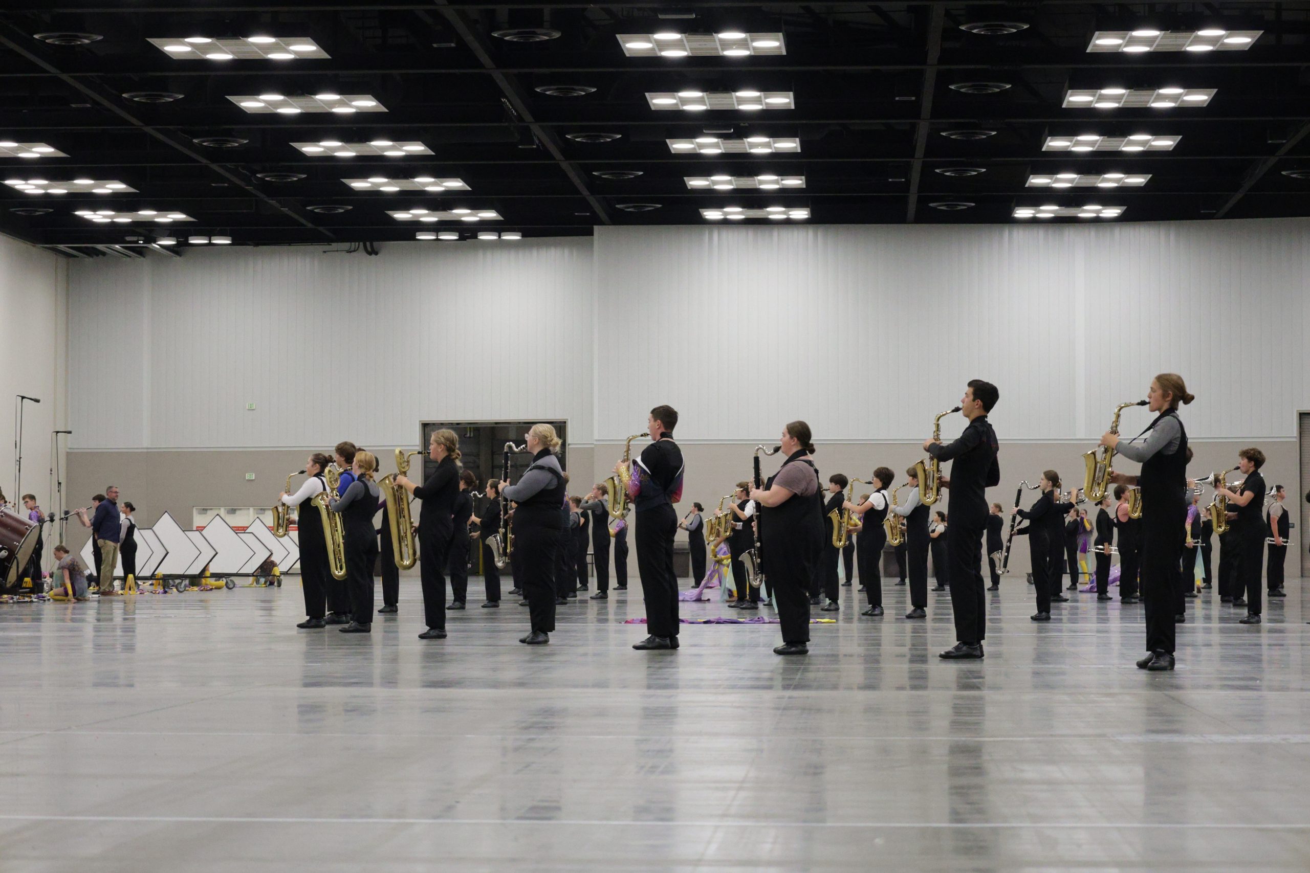 Rockford HS band members rehearsing in the Indiana Convention Center