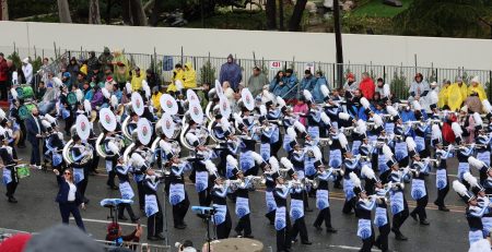 band marching in Rose Parade