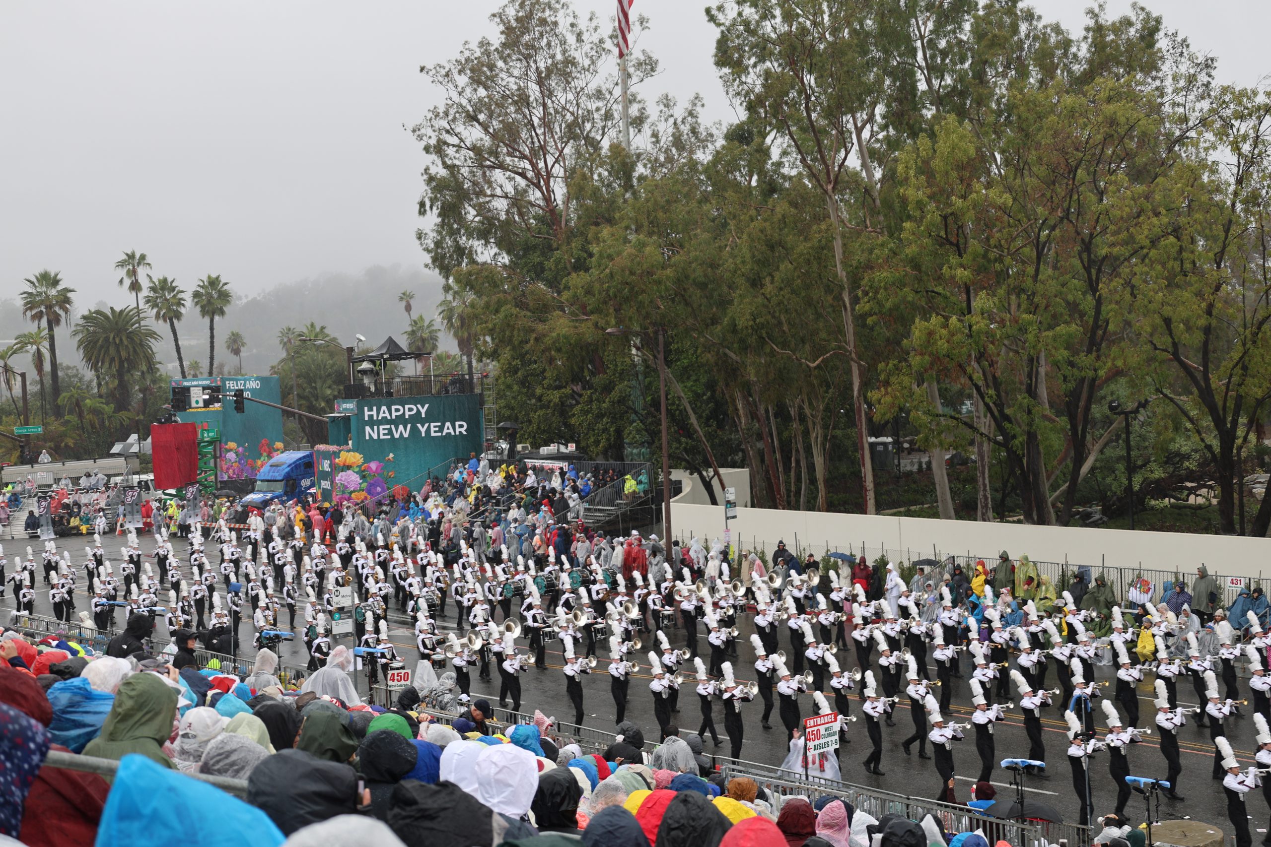 Band marching in the Rose Parade