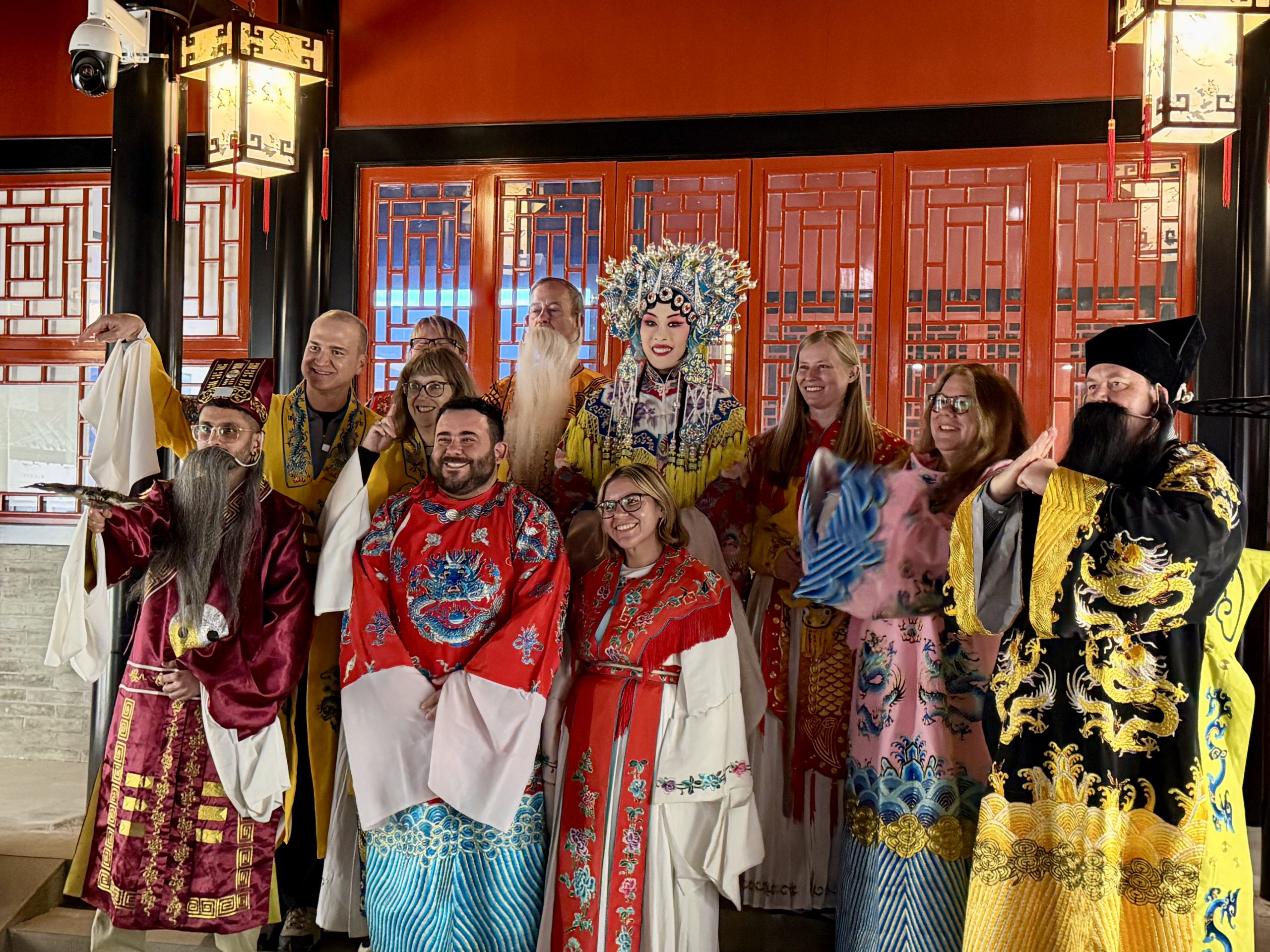 Group of tourists in traditional Chinese attire