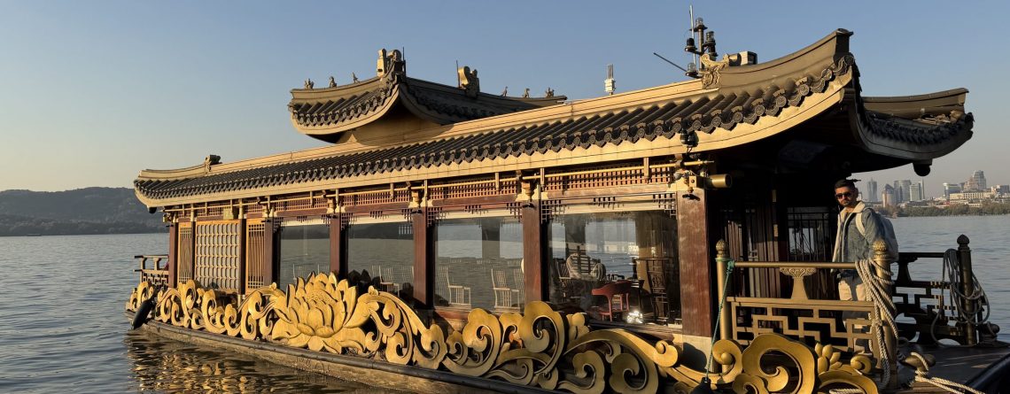 Ornate Chinese boat on the water
