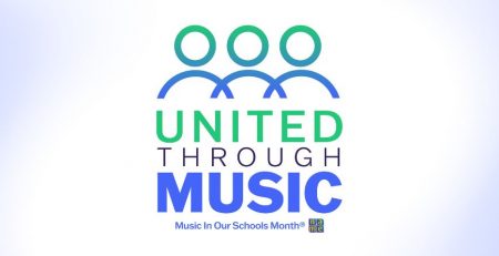Music in Our Schools Month graphic that reads "United Through Music"