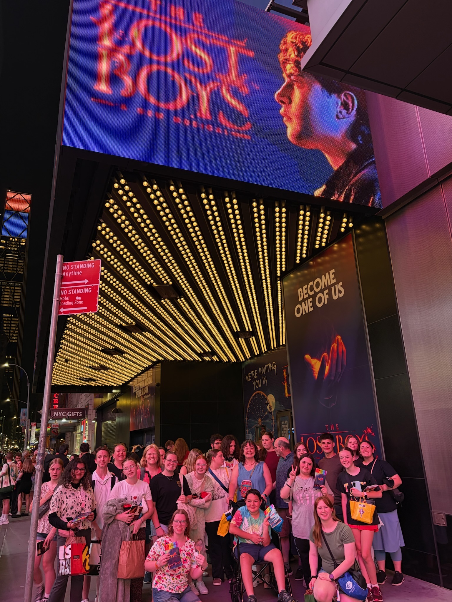 Students outside The Lost Boys marquee