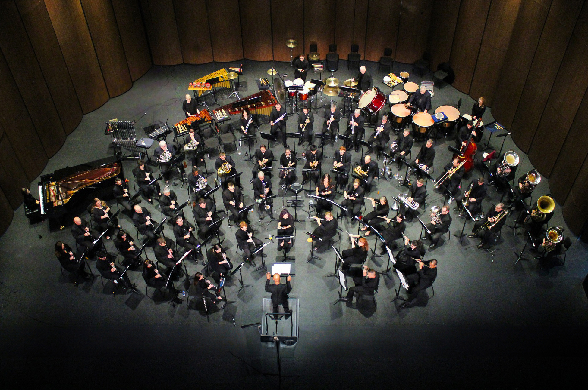 overview of a band rehearsing at a capital wind workshop